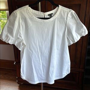 Ann Taylor White Puff Sleeve Blouse with Peter Pan Collar